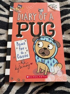 Scholastic Orange Pug Cover with Blue-Raindrop Hoodie